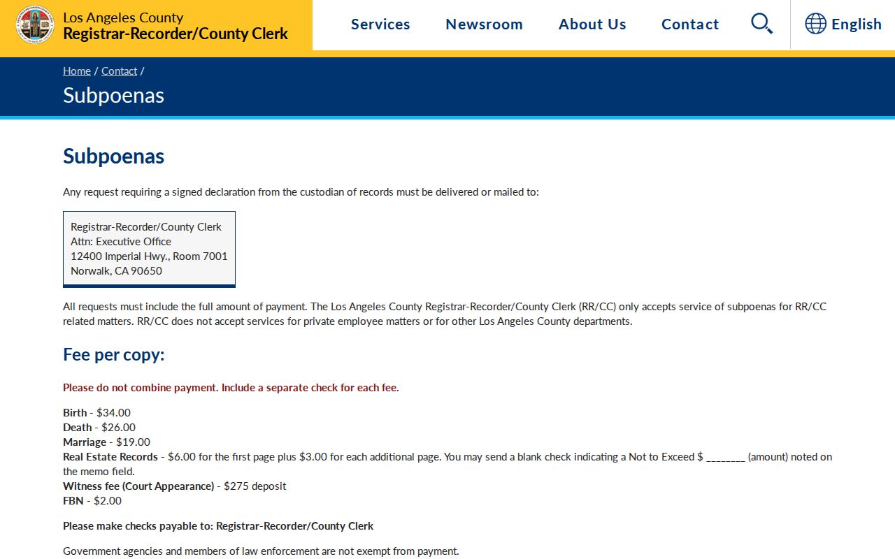 Glendale neighbors county subpoena instructions