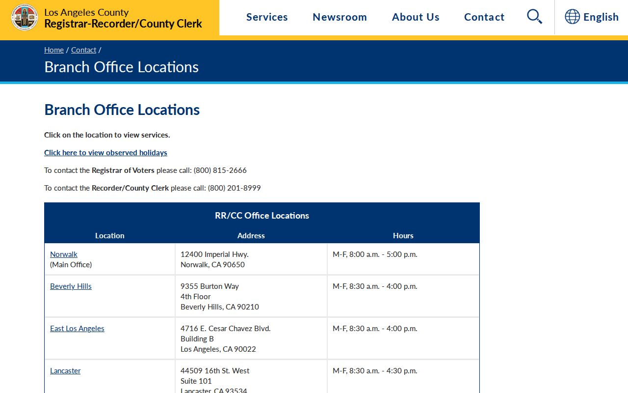 Glendale previous residents recorder branch access