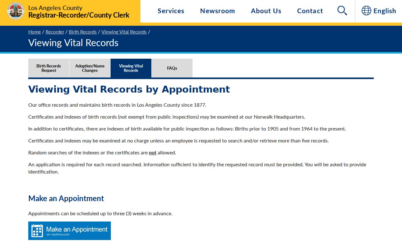 Glendale previous residents vital record viewing rules