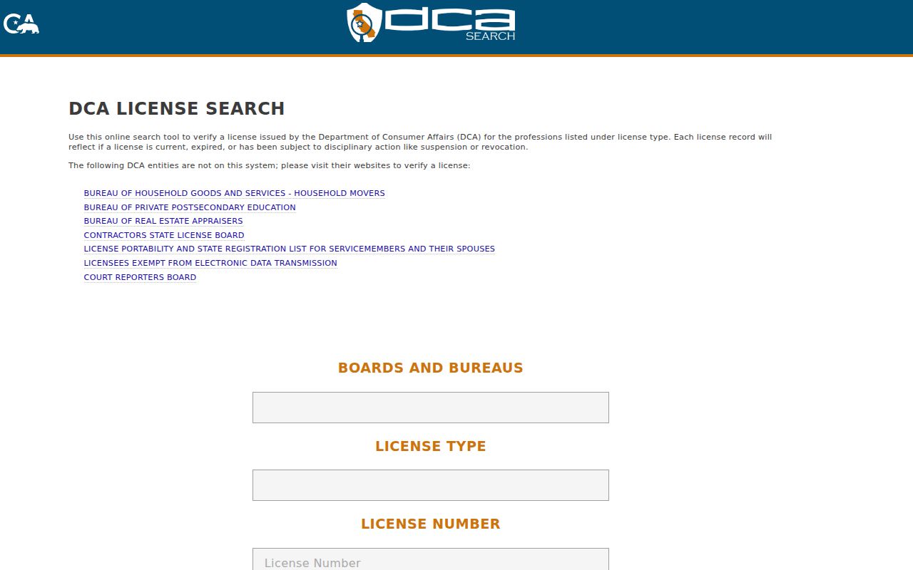 Glendale resident lookup professional license search