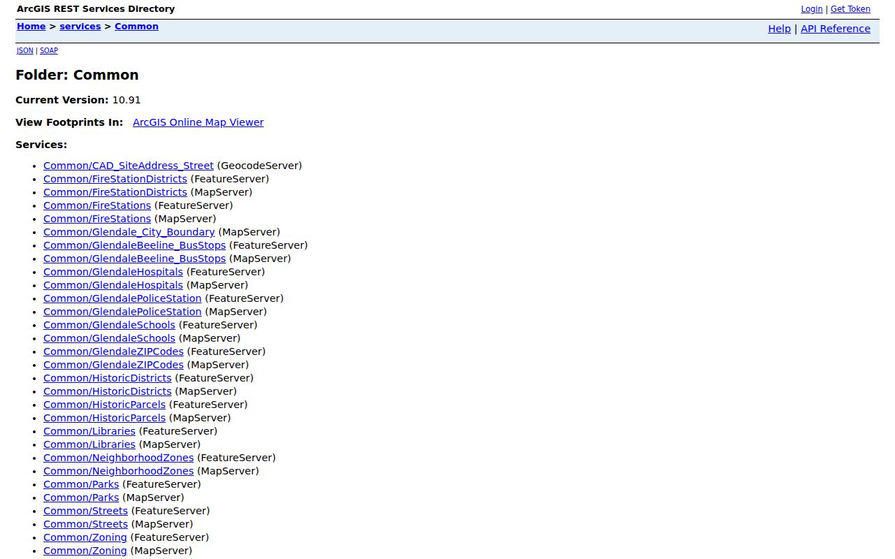 Glendale ZIP code directory GIS service catalog