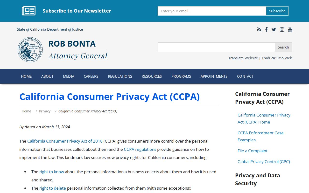 Glendale ZIP code directory California consumer privacy guidance